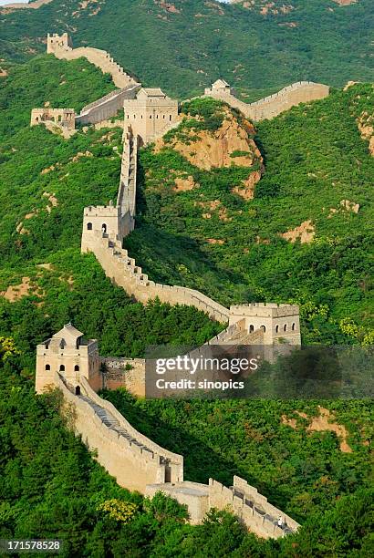 great wall - chinese muur noord china stockfoto's en -beelden