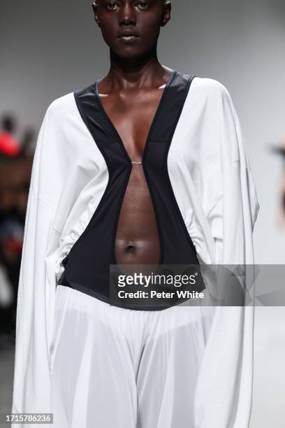Model, fashion detail, walks the runway during the Duran Lantink Womenswear Spring/Summer 2024 show as part of Paris Fashion Week on October 03, 2023...