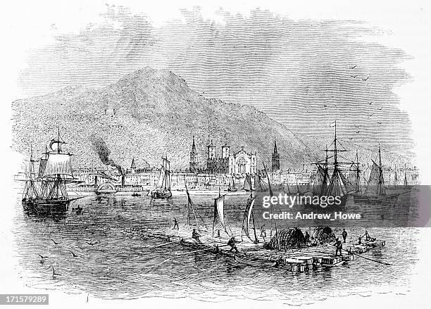 montreal engraving - canada stock illustrations