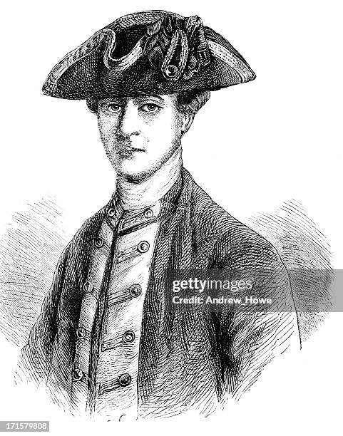 admiral lord richard howe engraving - lord howe island stock illustrations