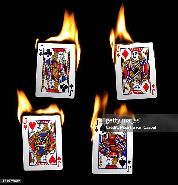 burning playing cards - jacks - jack burns 個照片及圖片檔