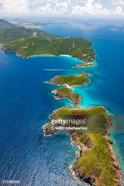 aerial shot of west end, st. thomas, us virgin islands - virgin islands stock pictures, royalty-free photos & images