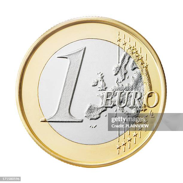 euro coin (+clipping path) - european union stock pictures, royalty-free photos & images