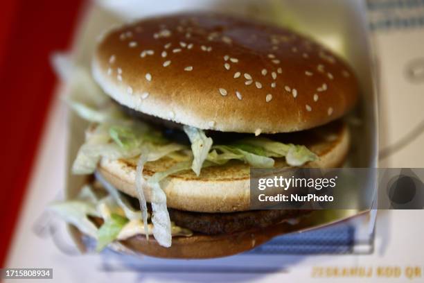 Big Mac is seen on a restaurant table in this illustration photo taken in Chelm, Poland on October 9, 2023.