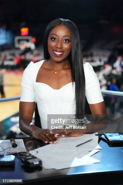 Chiney Ogwumike poses for a photo during the game between the New York Liberty and the Las Vegas Aces during Game 1 of the 2023 WNBA Finals on...