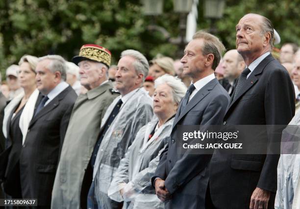 French president Jacques Chirac, Paris Mayor Bertrand Delanoe, the widow of former resistant Henri Rol-Tanguy, Cecile Rol-Tanguy, French WWII veteran...