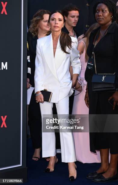 Victoria Beckham attends the Netflix 'Beckham' UK Premiere at The Curzon Mayfair on October 03, 2023 in London, England.