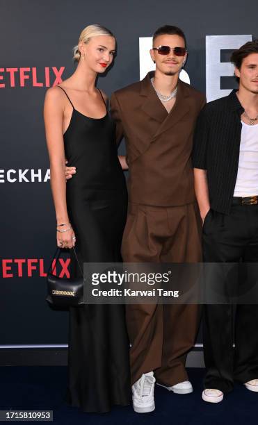 Mia Regan and Romeo Beckham attend the Netflix 'Beckham' UK Premiere at The Curzon Mayfair on October 03, 2023 in London, England.