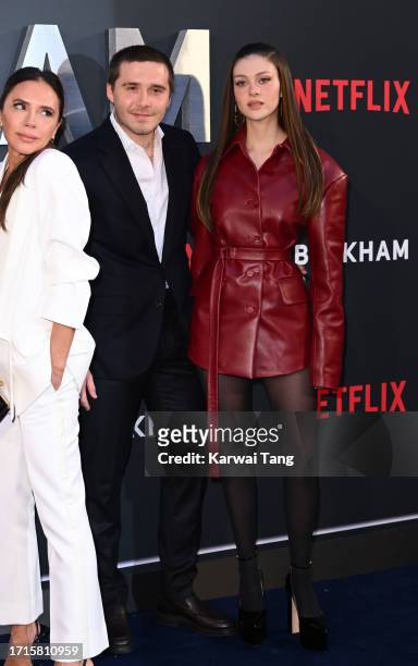 Brooklyn Beckham and Nicola Peltz attend the Netflix 'Beckham' UK Premiere at The Curzon Mayfair on October 03, 2023 in London, England.