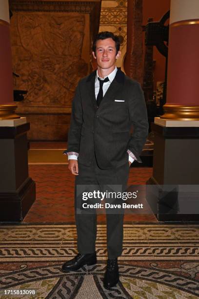 Callum Turner attends Thom Browne's 20th Anniversary celebration with Phaidon at the Victoria and Albert Museum on October 9, 2023 in London, England.