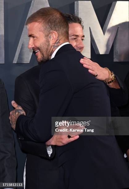 David Beckham and Dave Gardner attend the Netflix 'Beckham' UK Premiere at The Curzon Mayfair on October 03, 2023 in London, England.