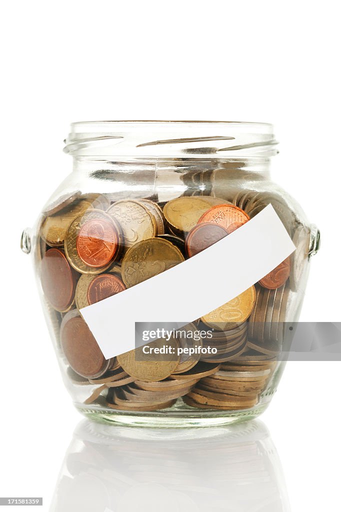 Glass jar with coin