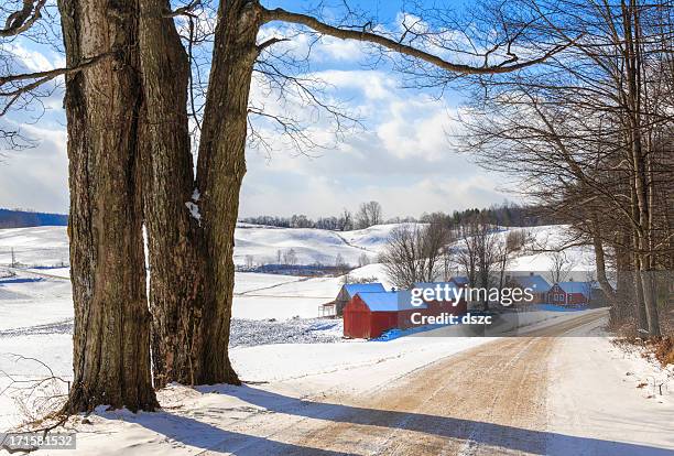 snowy new england landschaft im winter - vermont stock-fotos und bilder