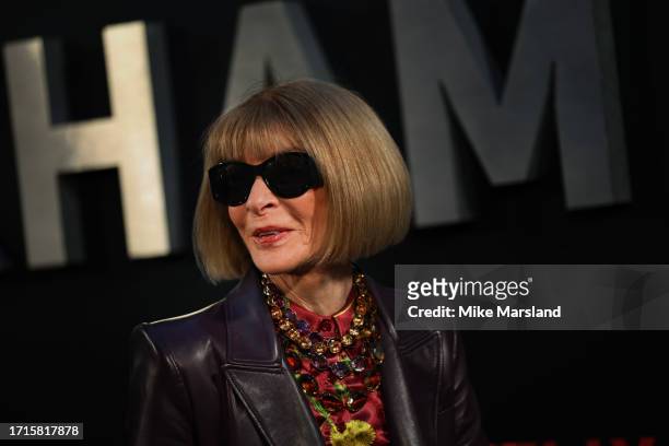 Anna Wintour attends the Netflix 'Beckham' UK Premiere at The Curzon Mayfair on October 03, 2023 in London, England.