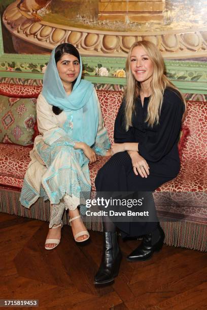 Malala Yousafzai and Ellie Goulding attend Annabel's and The Caring Family Foundation's celebration of International Day Of The Girl with Malala Fund...