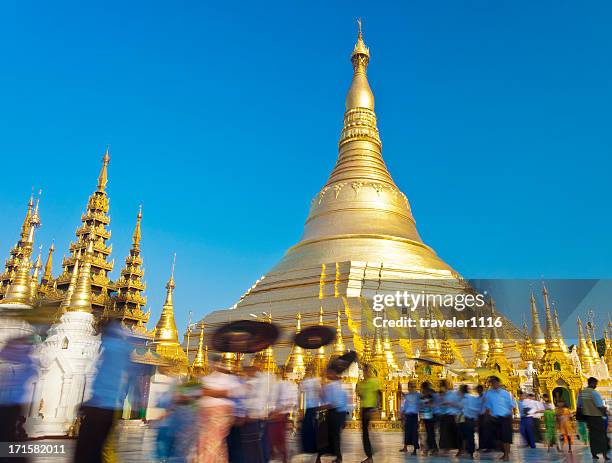the shwedagon pagoda in yangon, myanmar - theravada stock pictures, royalty-free photos & images