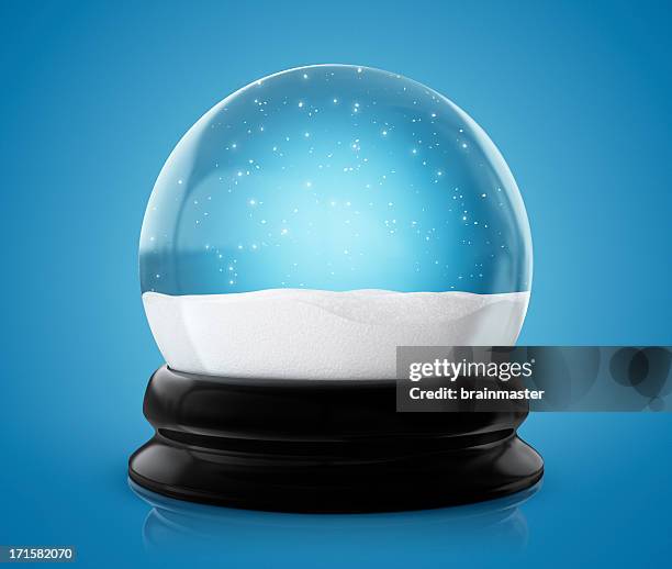 snow globe winter (clipping path) - weather improve in kashmir after two days of snowfall stockfoto's en -beelden