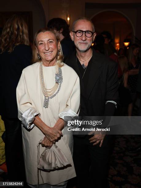 Miuccia Prada and Fabio Zambernardi attend the Miu Miu Dinner Party at Laurent as part of the Paris Fashion Week Womenswear S/S 2024 on October 03,...