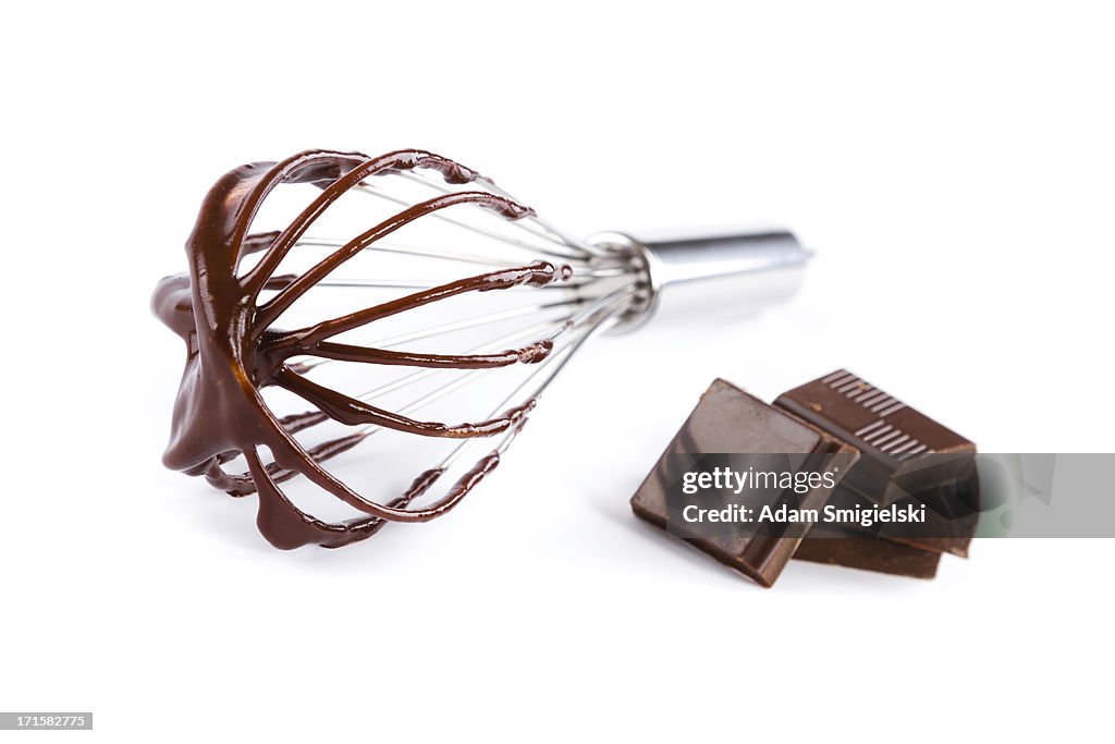 Wire whisk with chocolate