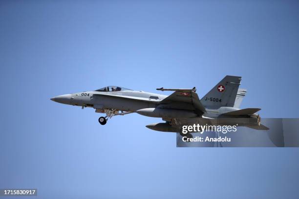 An F18 aircraft from the Swiss Air Force participating as a NATO partner country is seen during the 62nd NATO Tiger Meet Drill organized by the 'NATO...