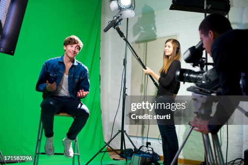 Media student being interviewed Media student being interviewed