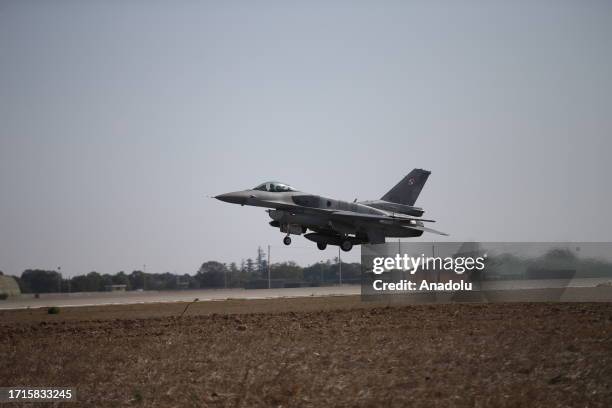 An F16 fighter jet from the Polish Air Force is seen during the 62nd NATO Tiger Meet Drill organized by the 'NATO Tiger Association', formed by...