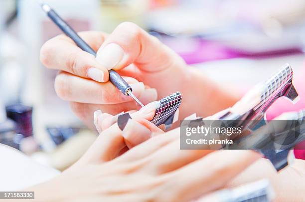 nail manicure - gel nails - artificial nails stock pictures, royalty-free photos & images