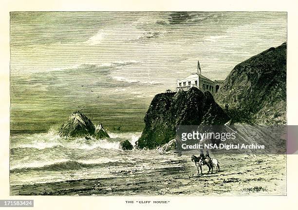 cliff house, san francisco | historic american illustrations - cliff house san francisco stock illustrations
