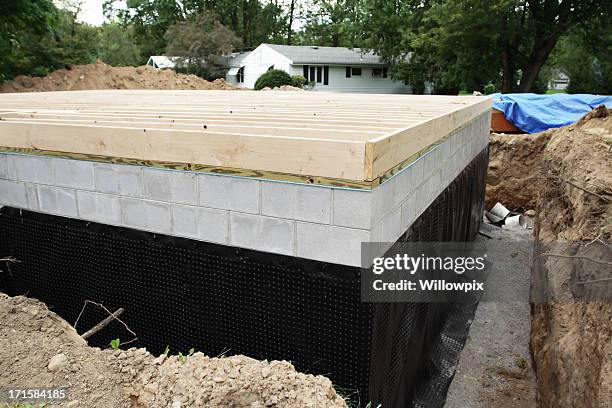 new basement foundation waterproofing - stabilitet bildbanksfoton och bilder