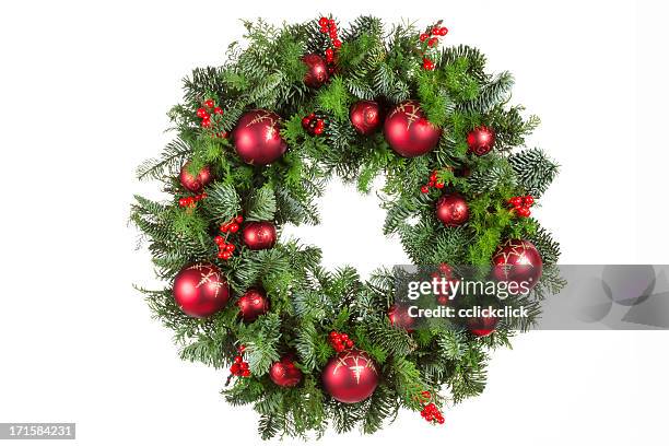 weihnachtskranz - wreath stock-fotos und bilder