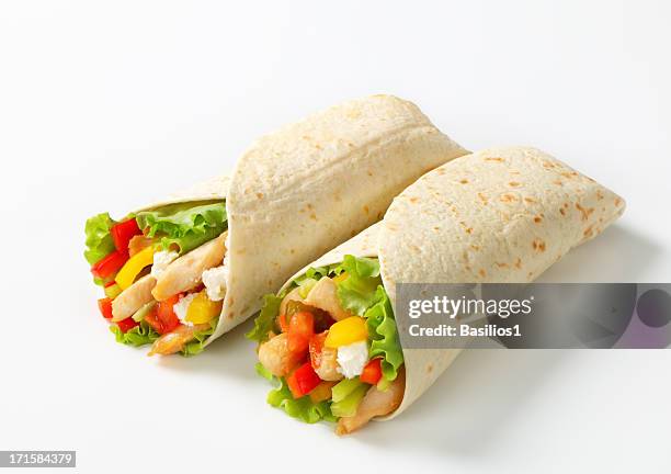 mexican fajitas (tortilla wraps) - fajitas stock pictures, royalty-free photos & images