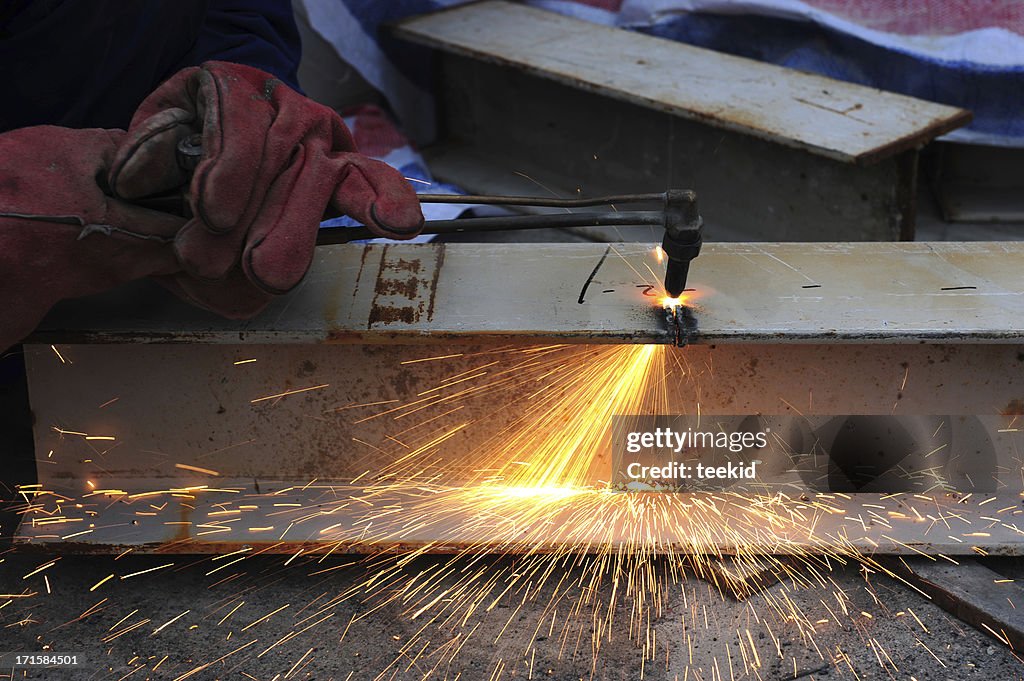 Steel Metal Cutting-Oxygen Fire Slicing Tubes With Sparks