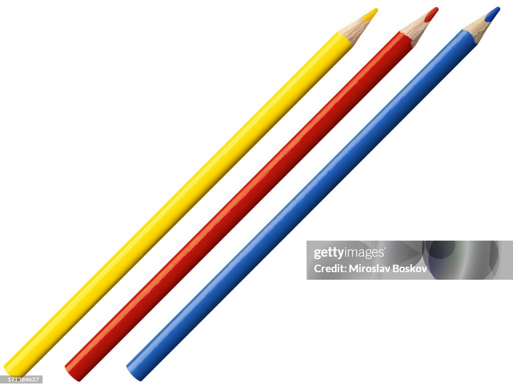 High Resolution Isolated Primary Hues Color Pencils