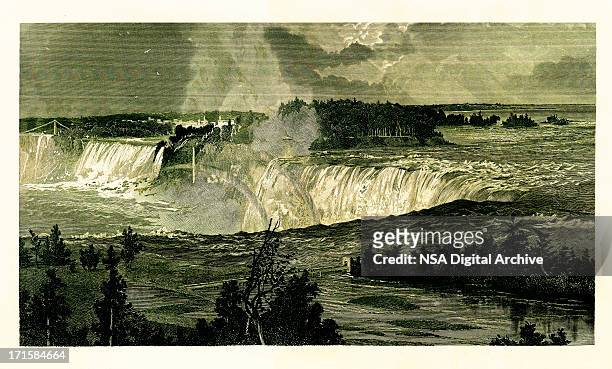 niagara falls | historic american illustrations - niagara falls stock illustrations