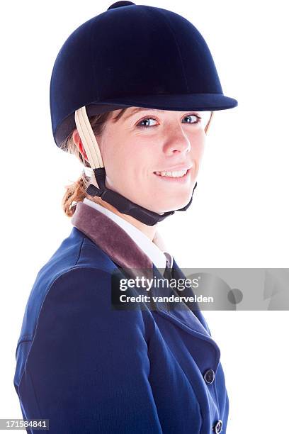 teenage girl in her riding negocio - riding hat fotografías e imágenes de stock