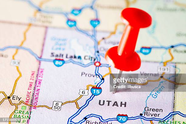 usa states on map: utah - utah stock pictures, royalty-free photos & images