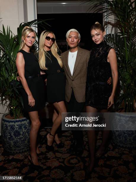 Nicky Hilton, Paris Hilton, Bryan Boy and Gigi Hadid attend the Miu Miu Dinner Party at Laurent as part of the Paris Fashion Week Womenswear S/S 2024...