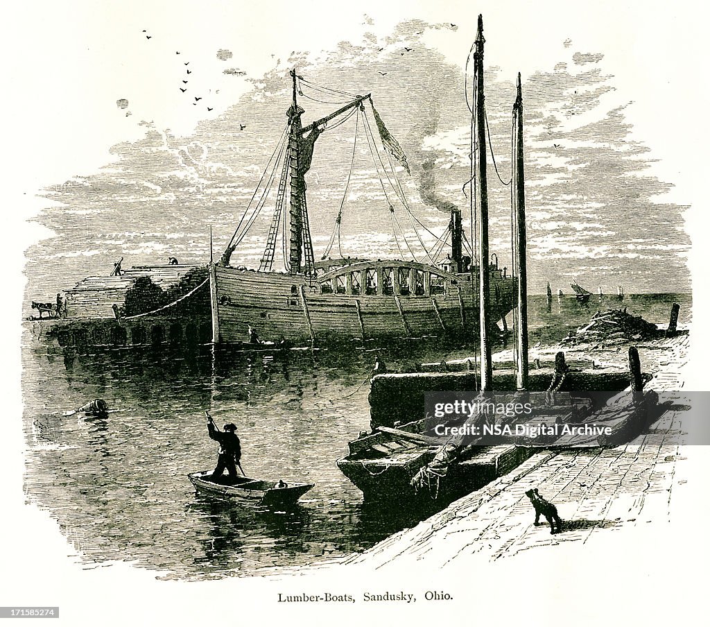 Lumber Boats, Sandusky, Ohio | Historic American Illustrations