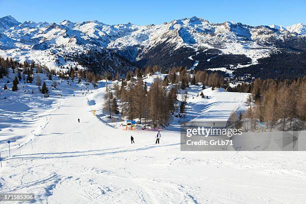 slope in the dolomites - madonna di campiglio stock pictures, royalty-free photos & images