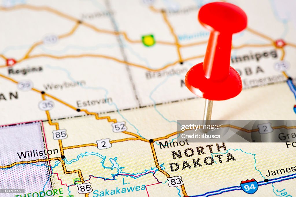 USA states on map: North Dakota