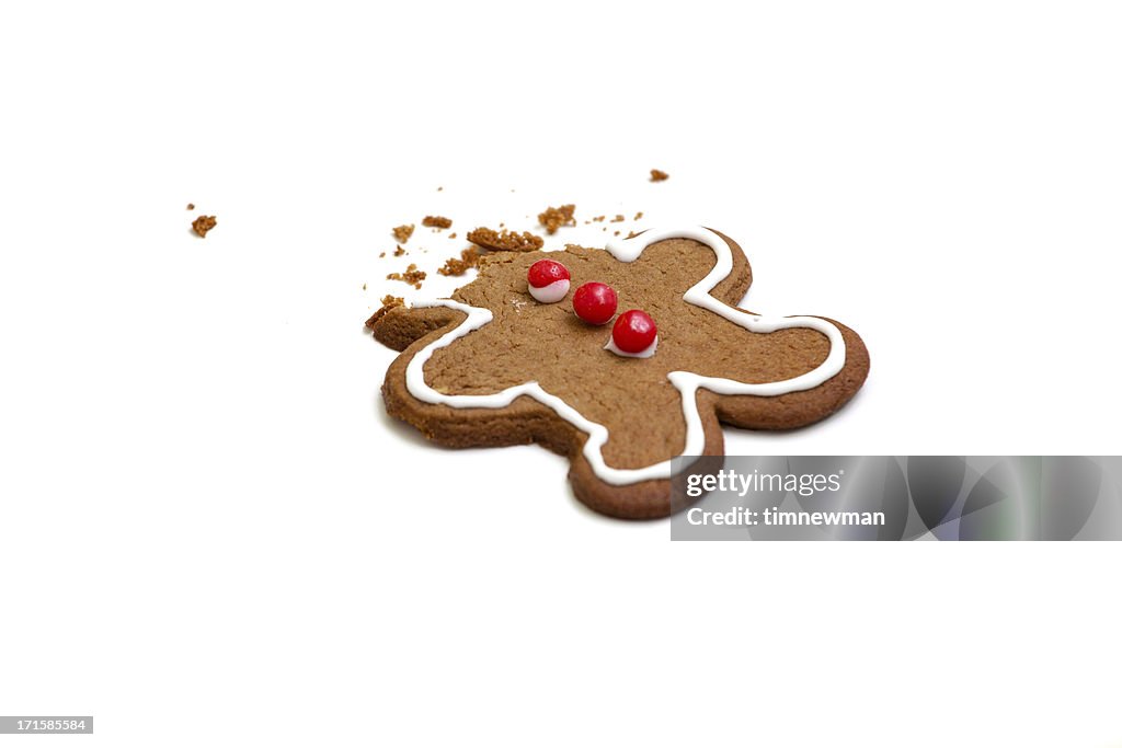 Headless gingerbread man isolated on white background