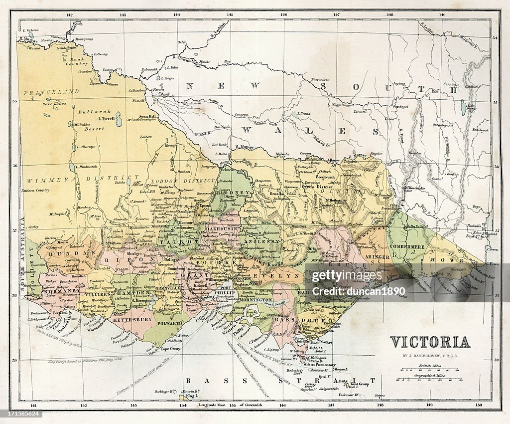 Antique Map of Victoria, Australia