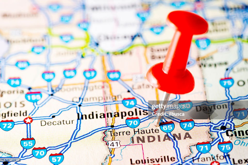 USA states on map: Indiana