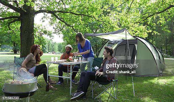 camping and barbeque - canopy tent stock pictures, royalty-free photos & images