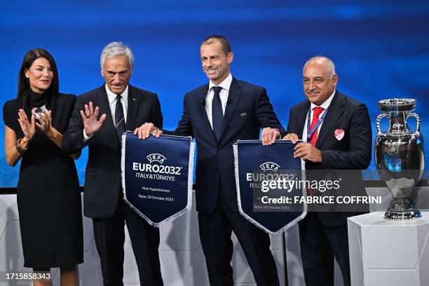 President of the Turkish Football Federation Mehmet Buyukeksi , Italian TV host and commentator Ilaria D'Amico , President of the Italian Football...