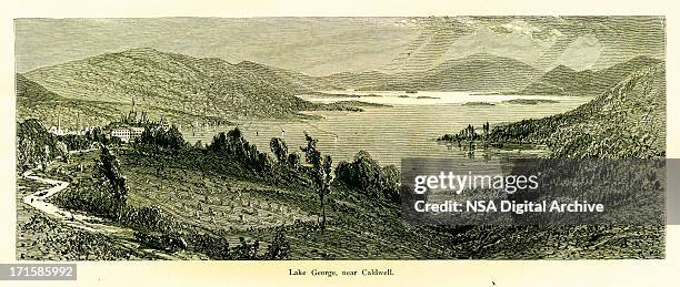 lake george near caldwell, new york - paradise pennsylvania stock illustrations