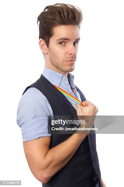 gay pride in the workplace - pompadour stock pictures, royalty-free photos & images