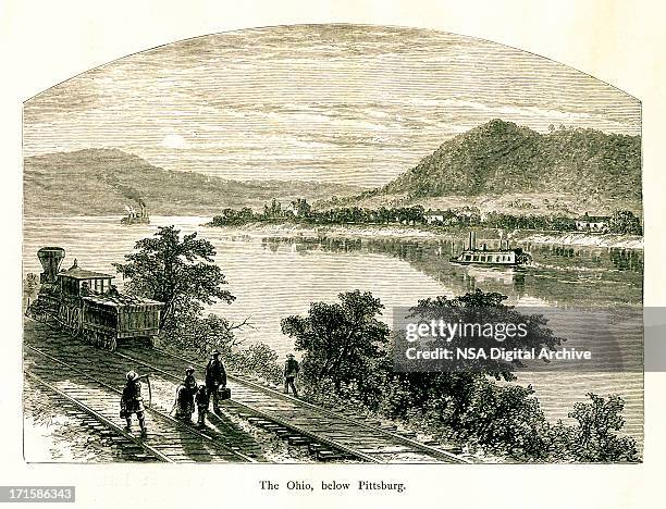 the ohio river below pittsburgh, pennsylvania - paradise pennsylvania stock illustrations