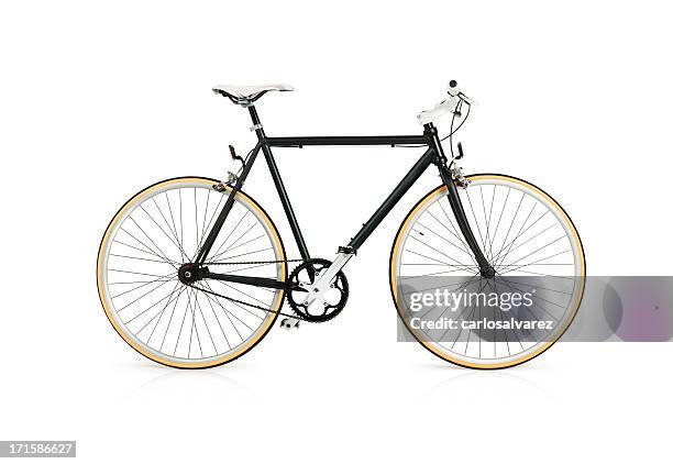 bicycle with full clipping path - training wheels stockfoto's en -beelden