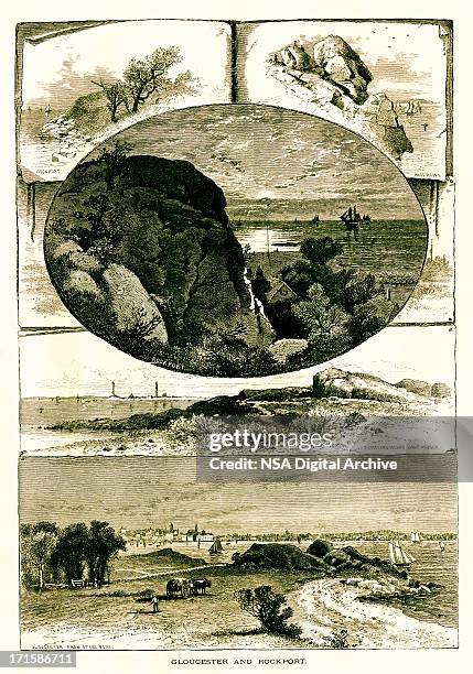 bildbanksillustrationer, clip art samt tecknat material och ikoner med gloucester and rockport, massachusetts - massachusettsbukten